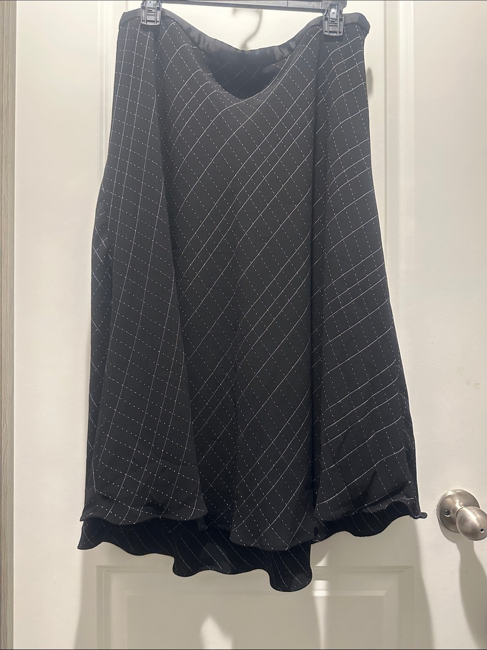 Michele Black Diagonal Dotted Grid Midi Skirt